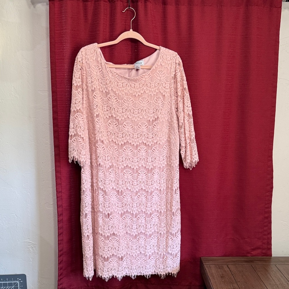 Jessica Howard Pink Lace quarter length Sleeve Dress